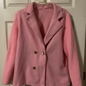 Chic Pink Double-Breasted Women's Blazer